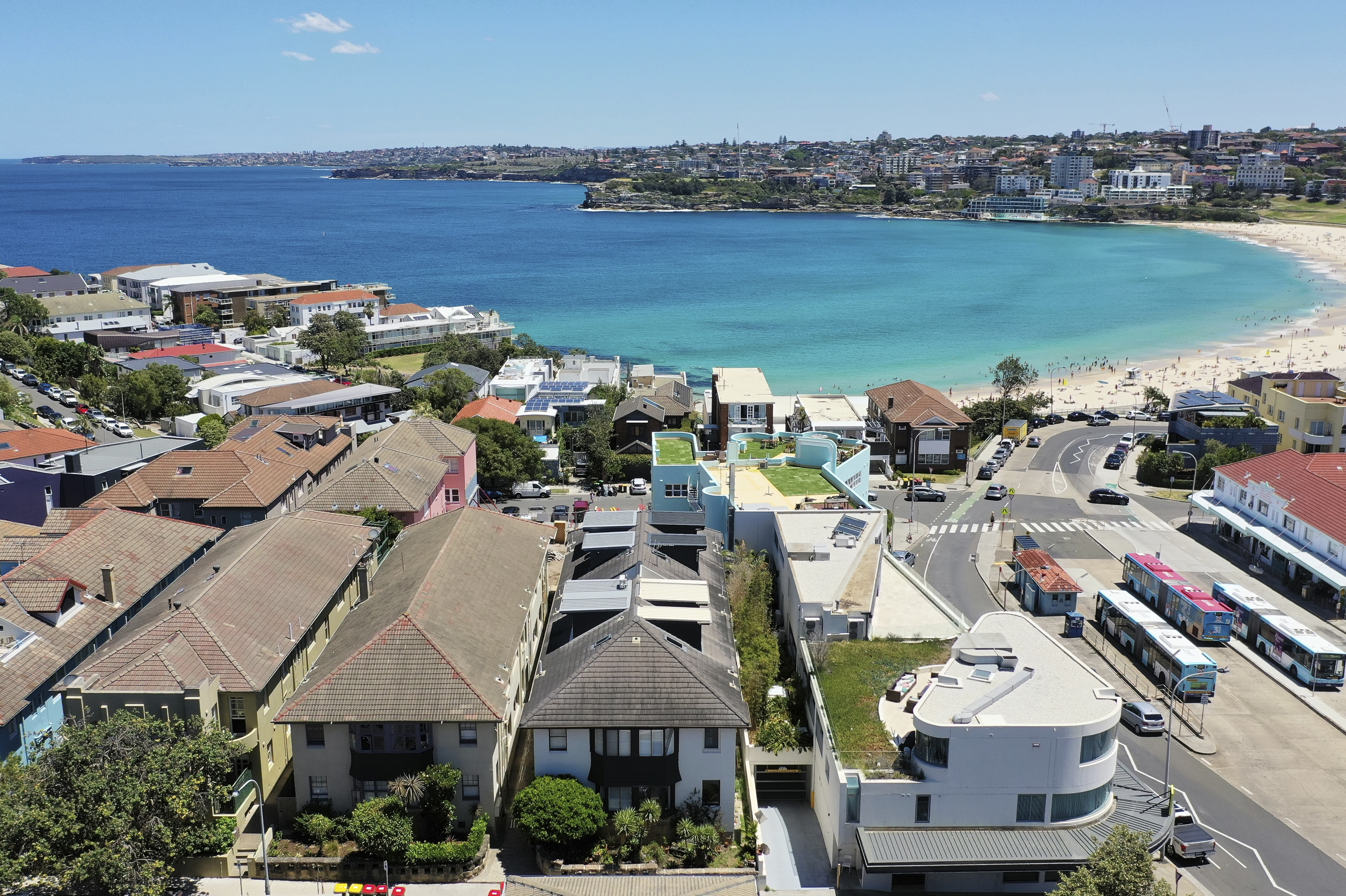 Hastings Pde North Bondi aerial view of Bondi Beach